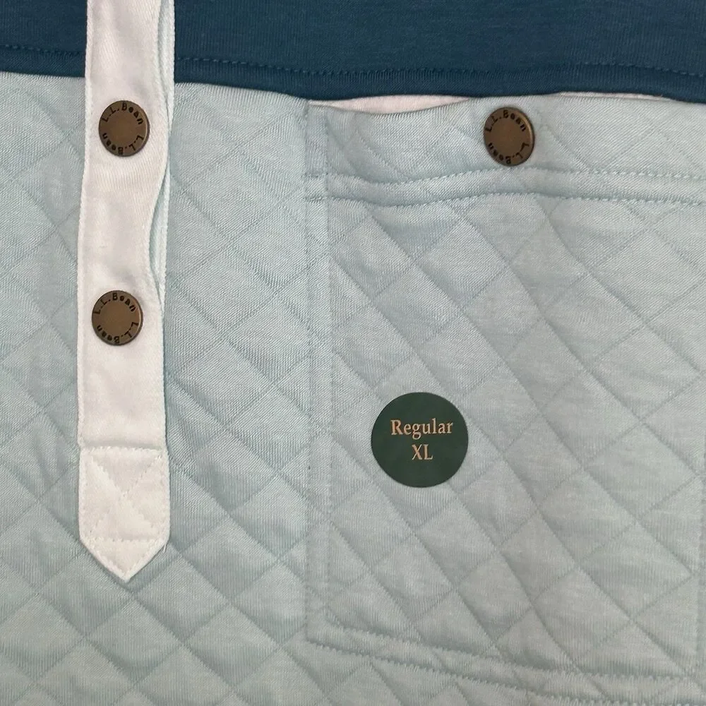 NWT L. L. Bean 1/4 Snap Sweatshirt XL Tunic Quilted Green Colorblock 517174 - Picture 3 of 9